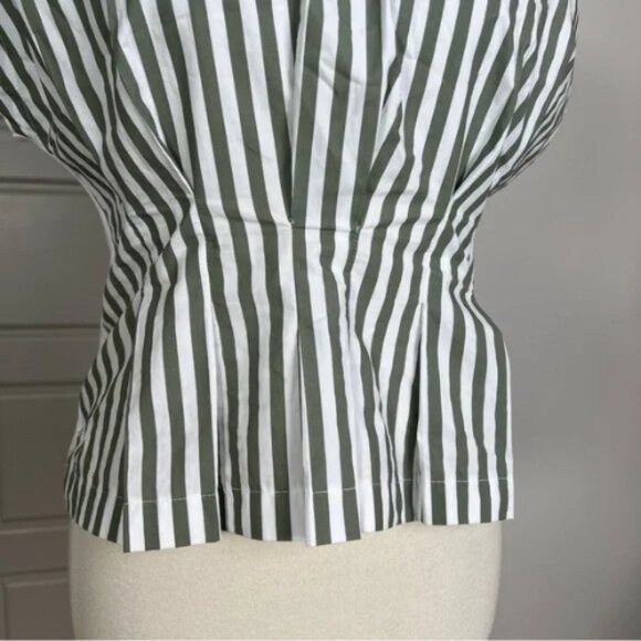 Zara Striped Green and White Cinched‎ Front Top Sz M *note - Picture 6 of 10